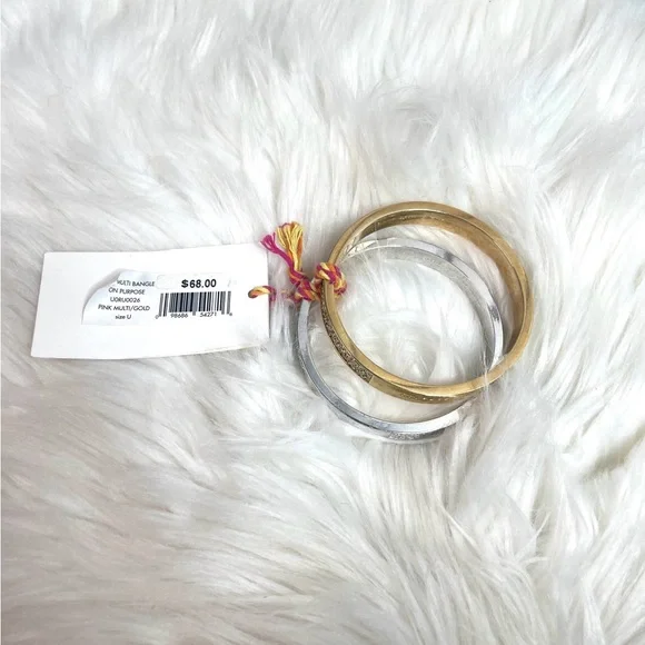 kate spade OnPurpose Gold “Courage” and Silver “Inspire” Accent Bangles Set - Picture 3 of 3